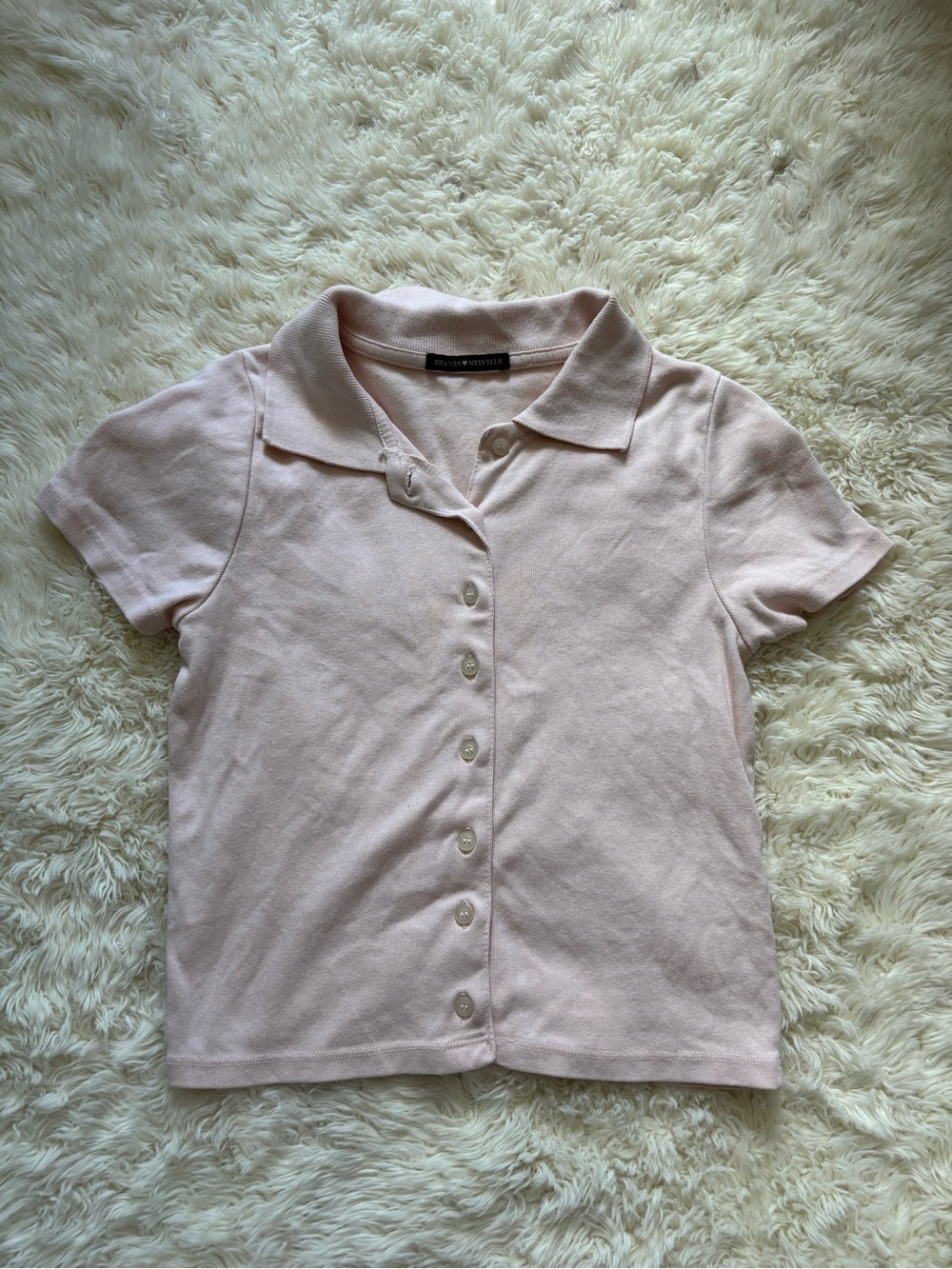 Brandy Melville Pale Pink Button-Front Polo Top